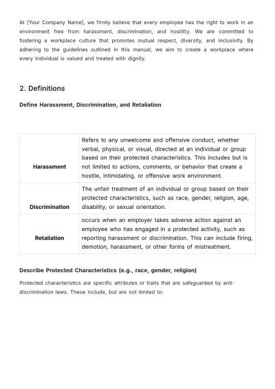 Free Anti-Harassment and Workplace Etiquette Manual HR Template to Edit Online