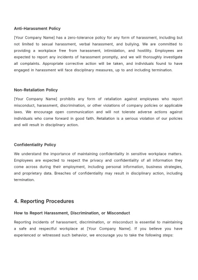 Free Anti-Harassment and Workplace Etiquette Manual HR Template to Edit Online
