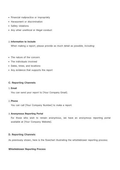 Free Whistleblower Policy and Protections Handbook HR Template to Edit Online