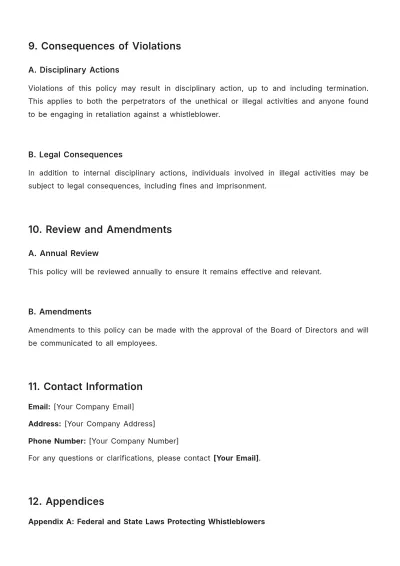 Free Whistleblower Policy and Protections Handbook HR Template to Edit Online