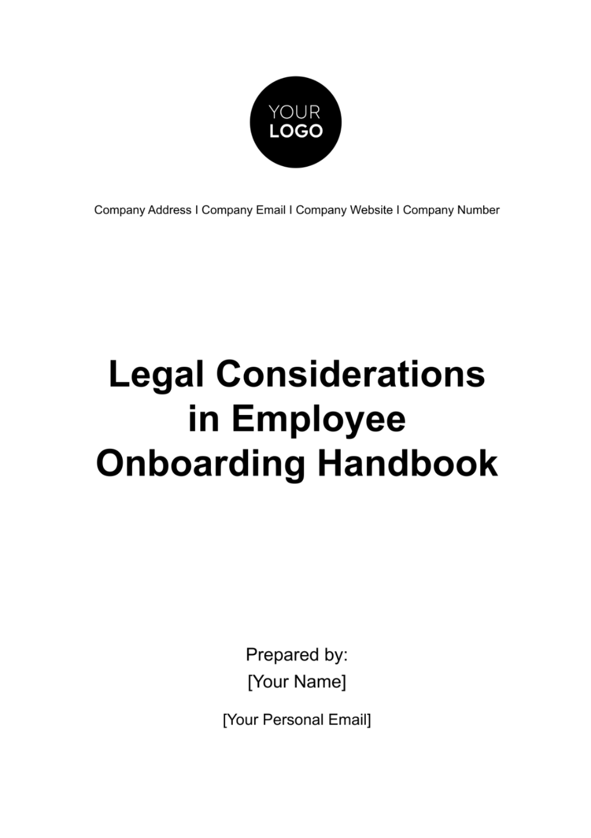 Legal Considerations in Employee Onboarding Handbook HR Template - Edit Online & Download