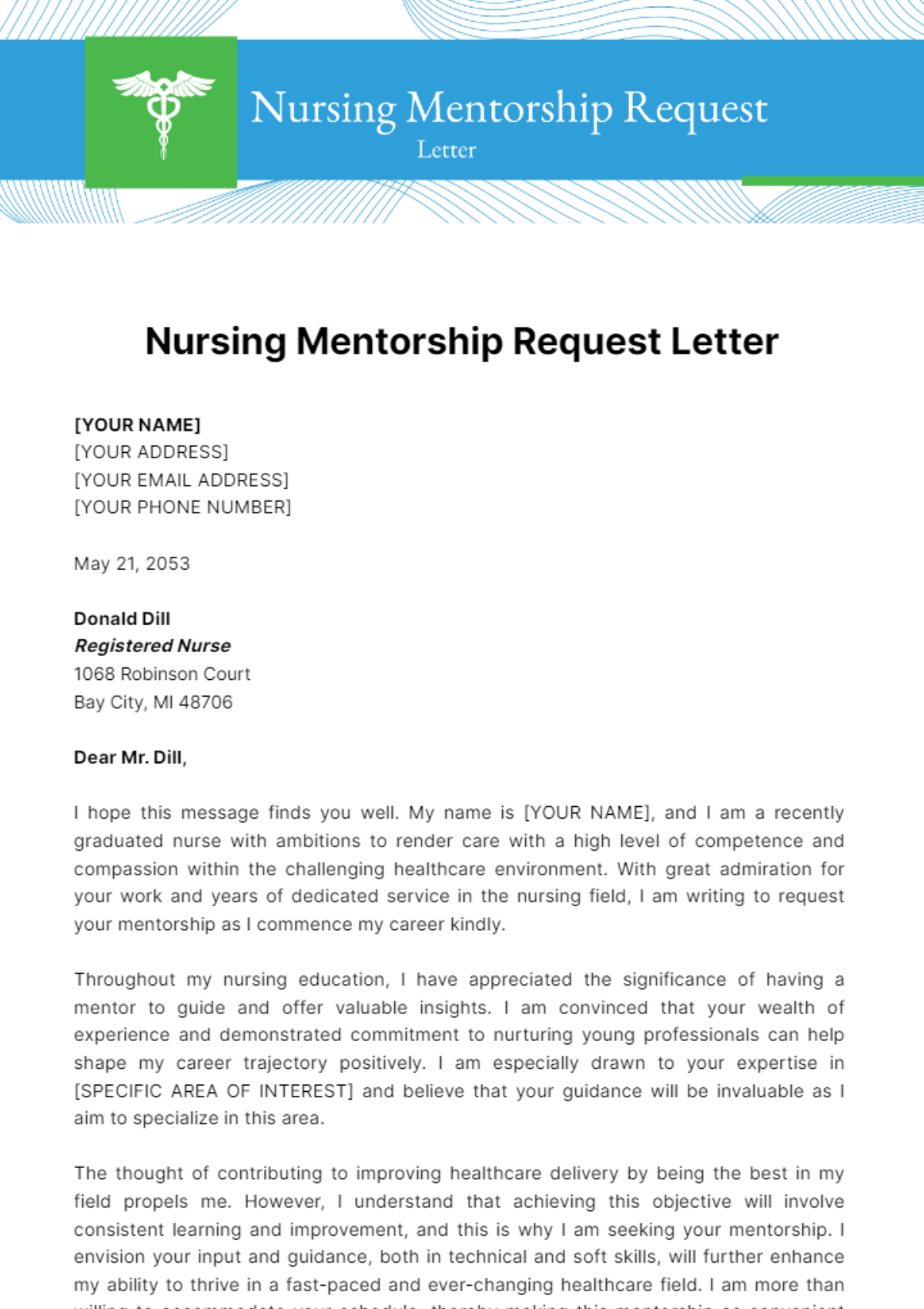 Nursing Mentorship Request Letter Template