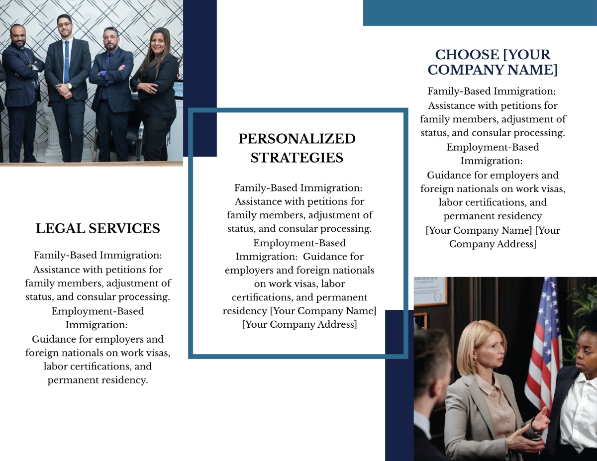 Free Immigration Law Services Brochure Template to Edit Online