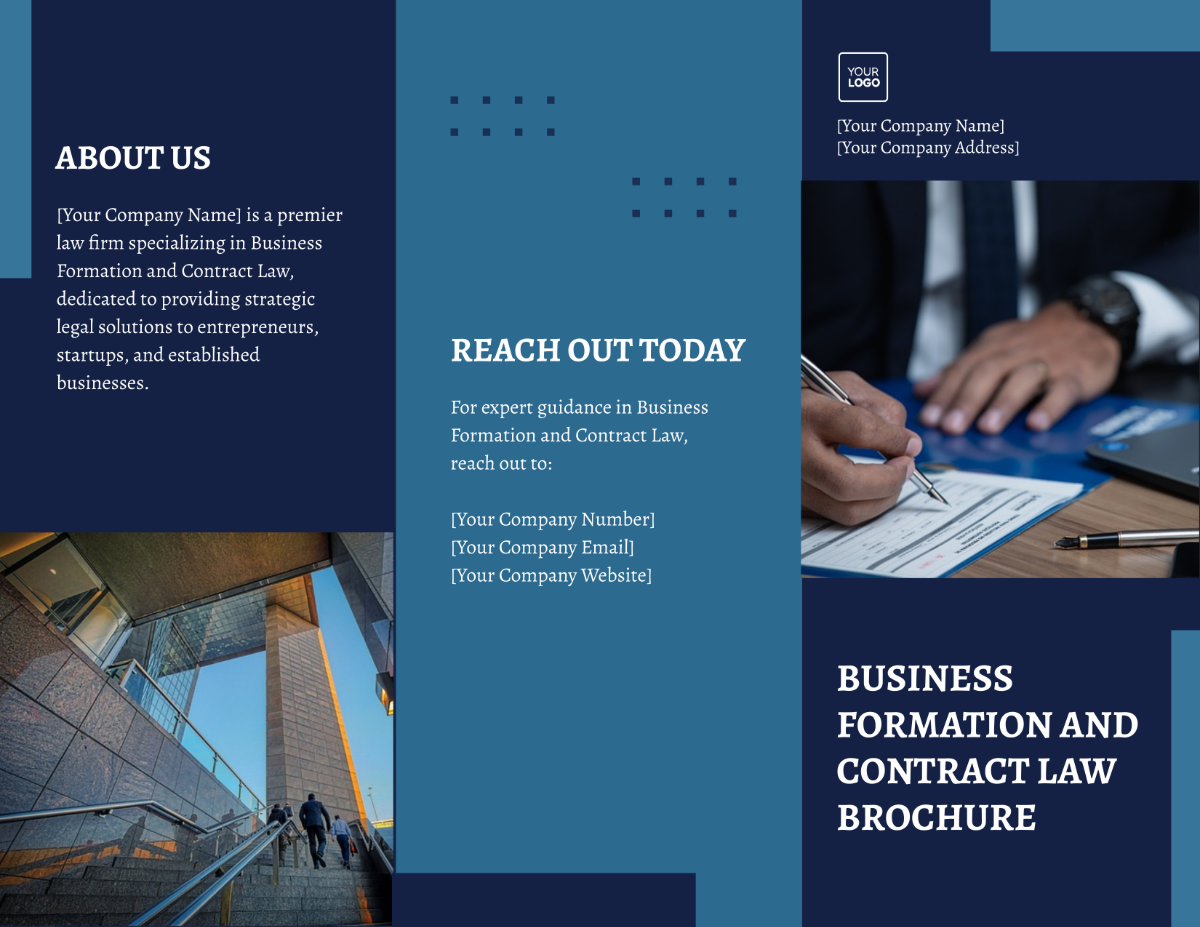 Business Formation and Contract Law Brochure Template