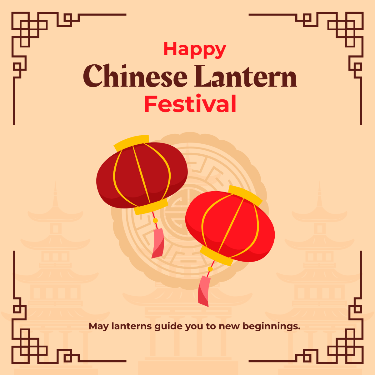 Free  Chinese Lantern Festival WhatsApp Post Template