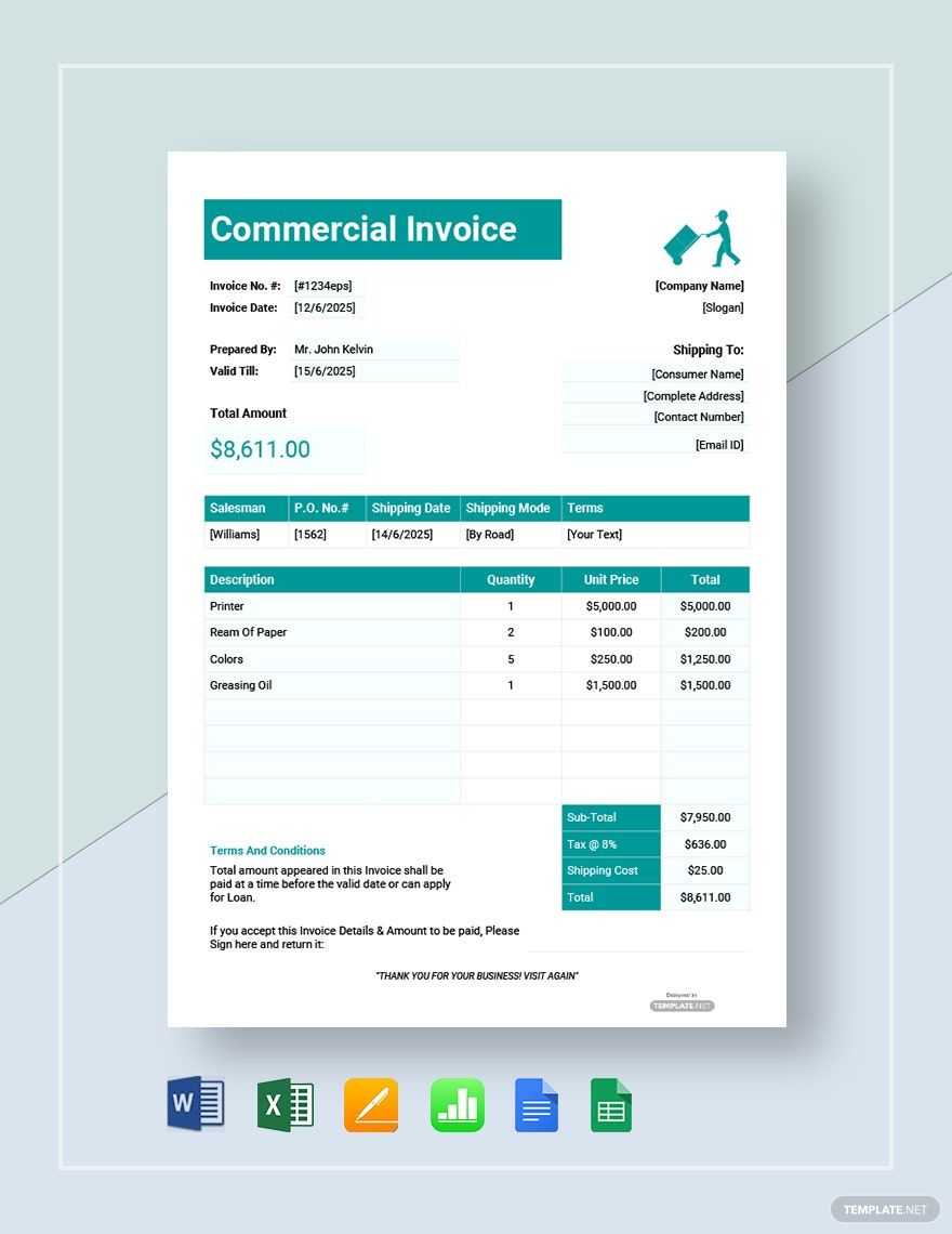 invoices templates designs docs free downloads template net