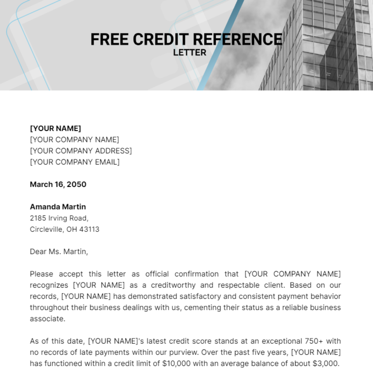 Credit Reference Letter Template - Edit Online & Download