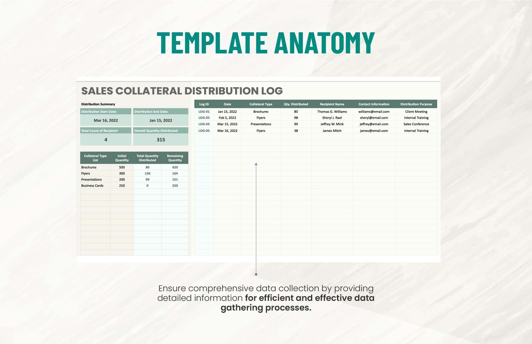 Sales Collateral Distribution Log Template