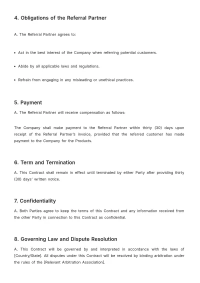 Free Referral Program Contract HR Template to Edit Online
