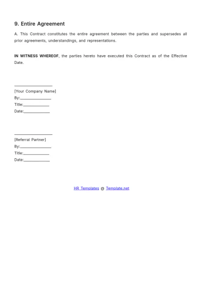 Free Referral Program Contract HR Template to Edit Online