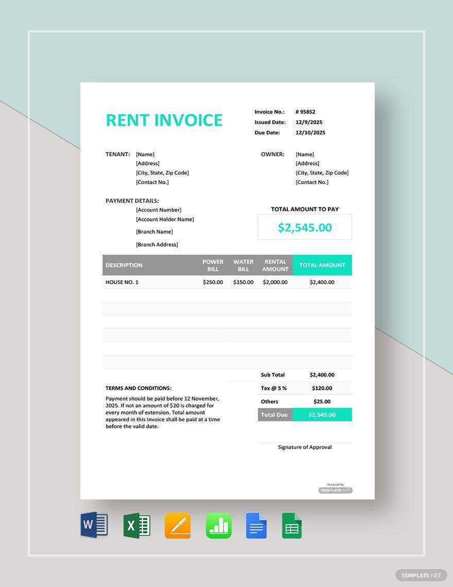 Free Simple Rent Invoice Template