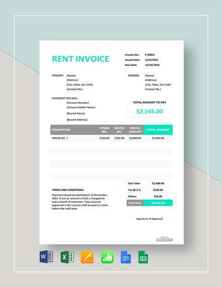 simple invoice template for rent