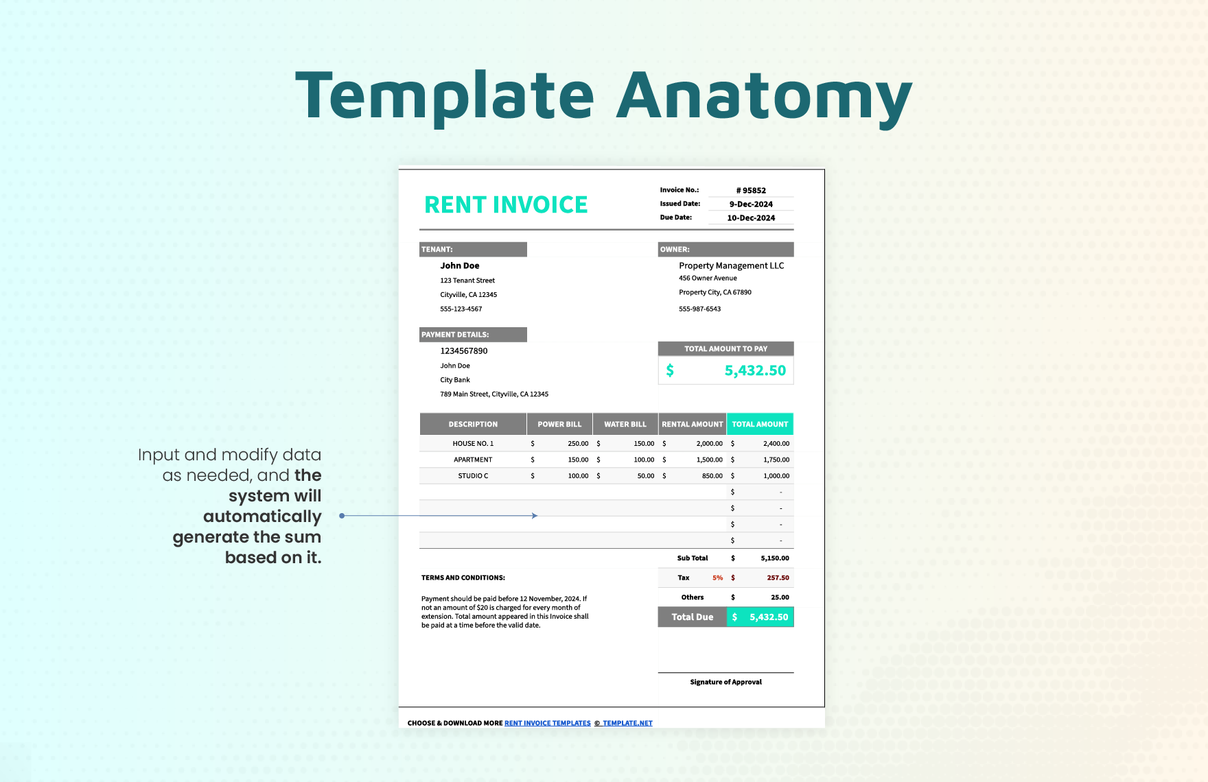 Simple Rent Invoice Template