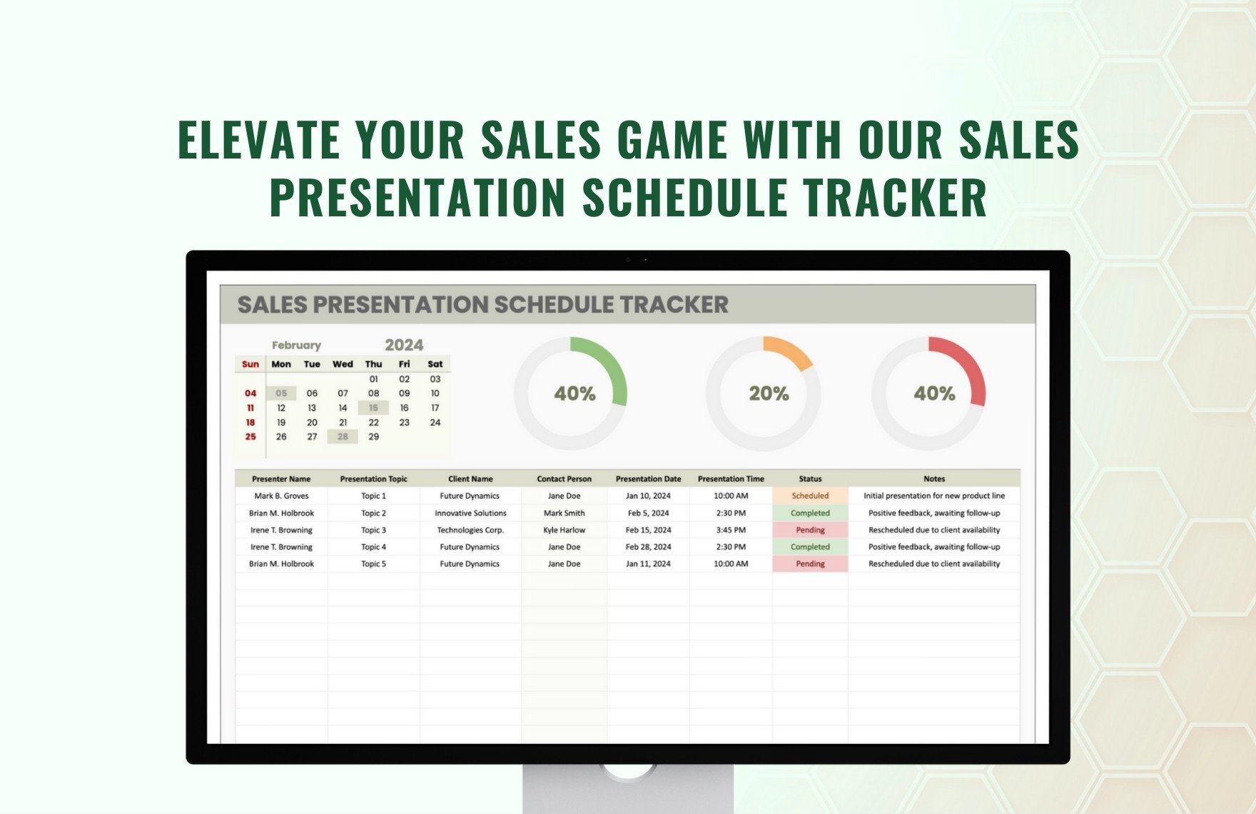 Sales Presentation Schedule Tracker Template