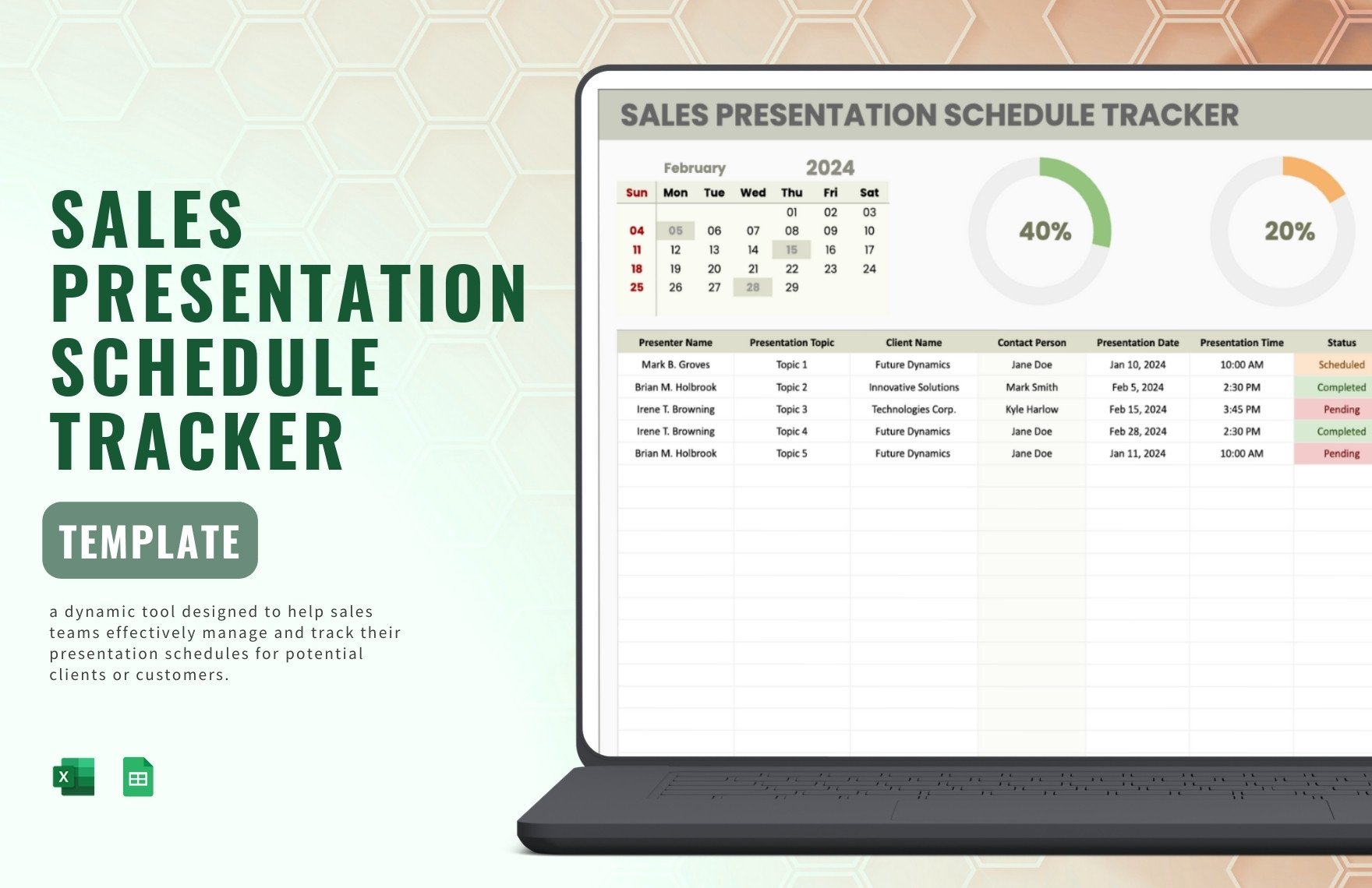 Sales Presentation Schedule Tracker Template