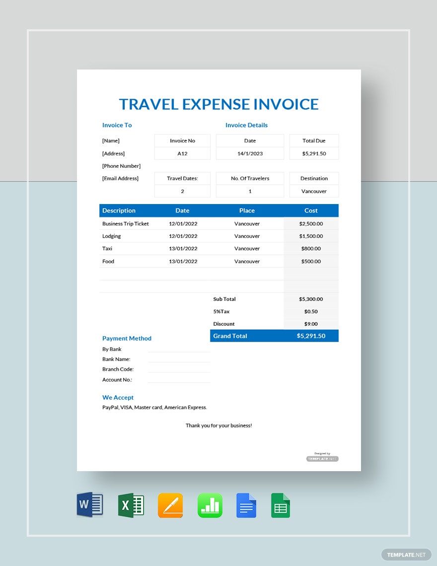 Travel Expense Invoice Template