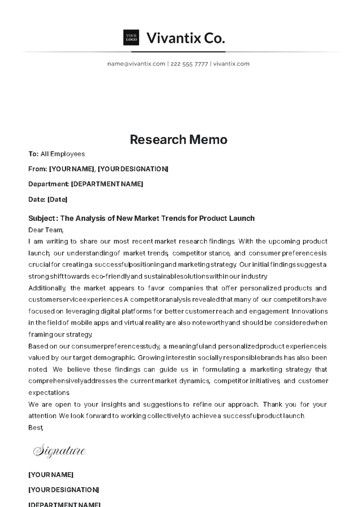 Professional Research Memo Template - Edit Online & Download