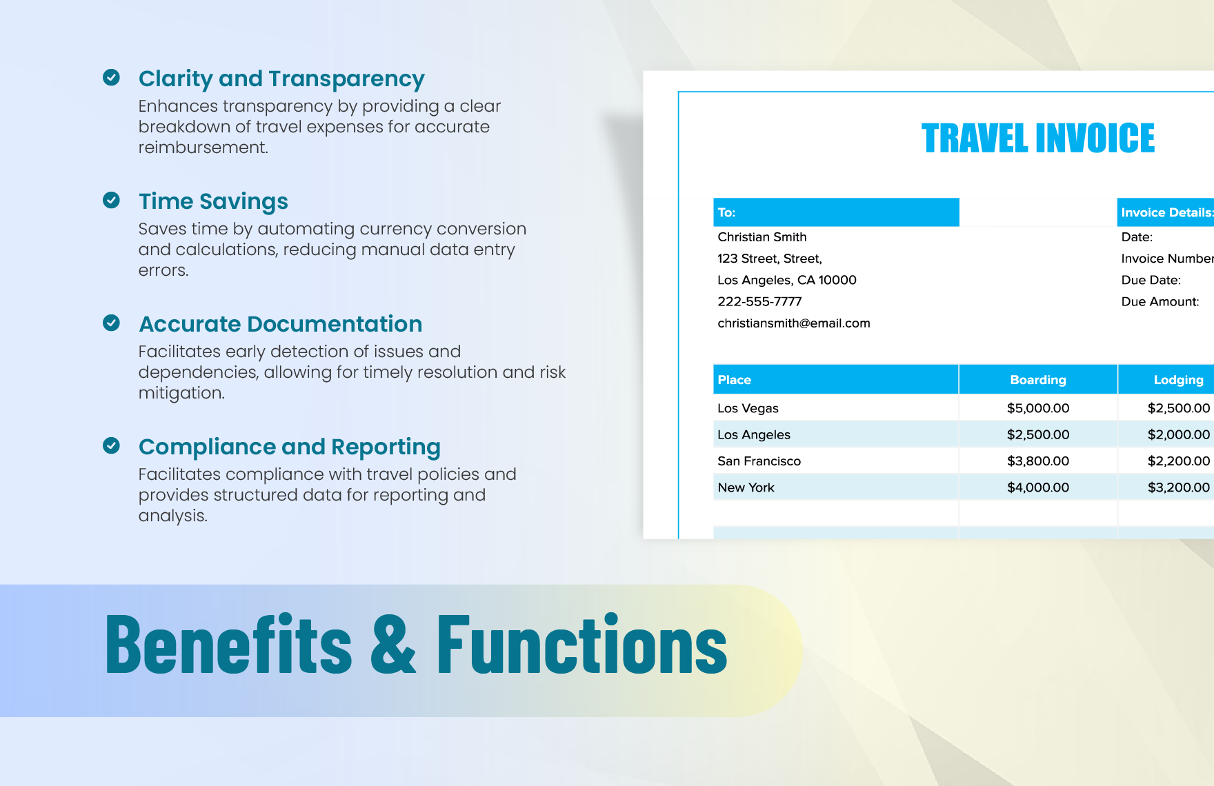 Travel Invoice Format Template