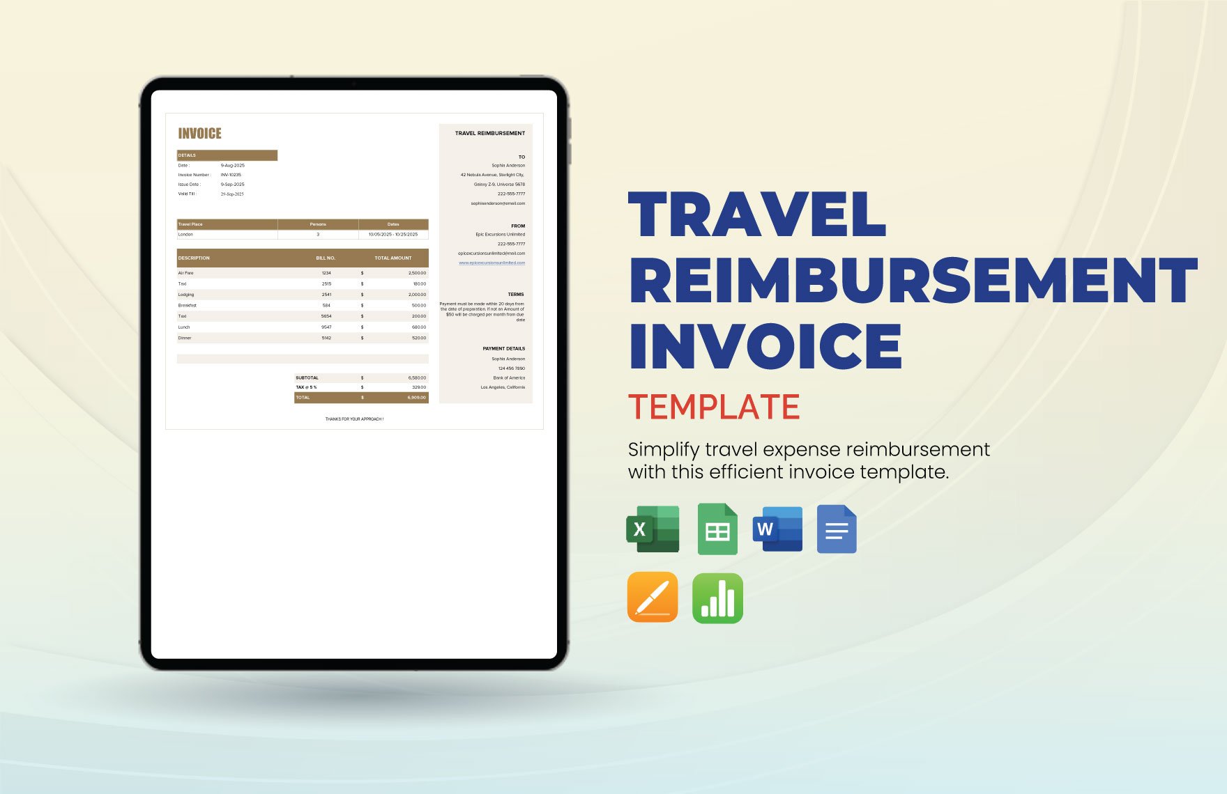 Travel Reimbursement Invoice Template