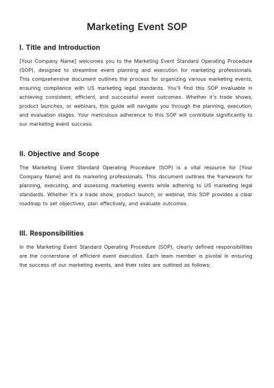 Free Marketing Event SOP Template to Edit Online
