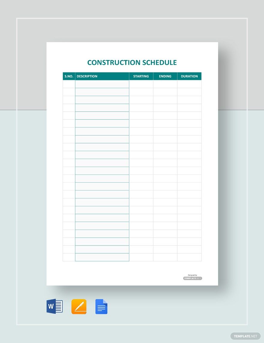 Free Blank Construction Schedule Template