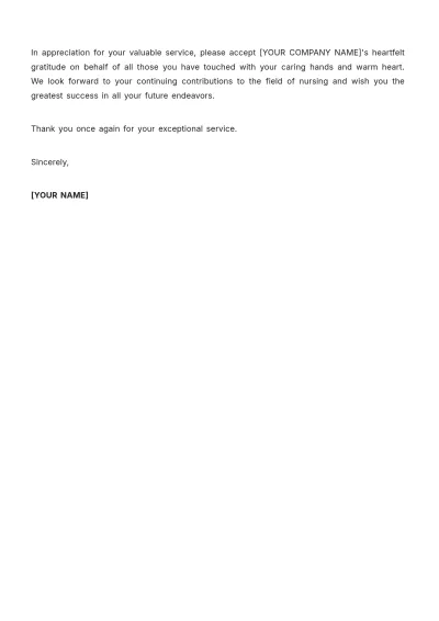 Free Nursing Thank You Letter Template to Edit Online
