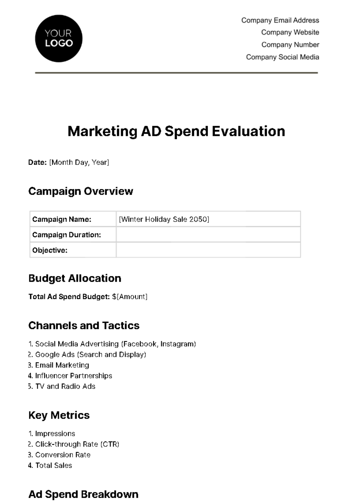 Marketing Ad Spend Evaluation Template