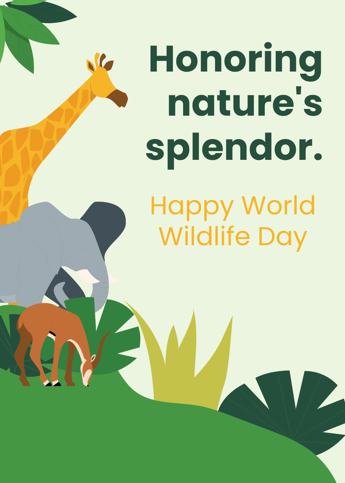 Free  World Wildlife Day Greeting Card Template