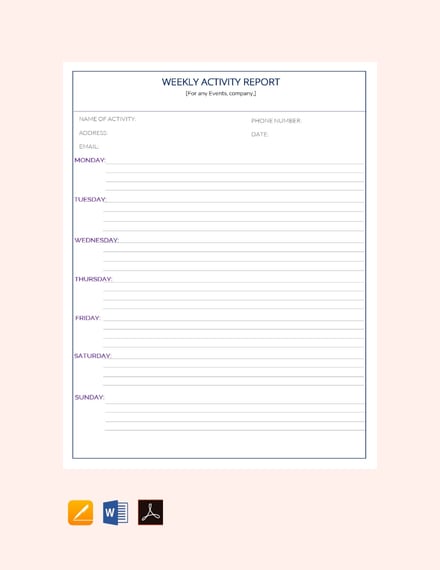 free sample weekly activity report template 440x570