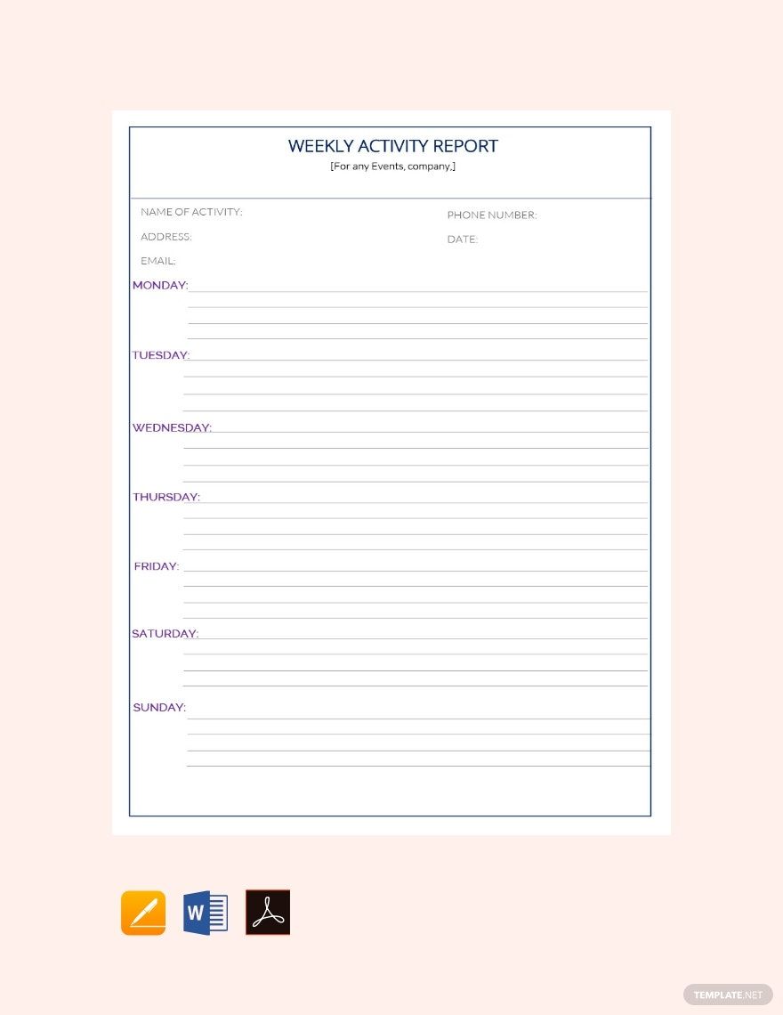 Sample Weekly Activity Report Template