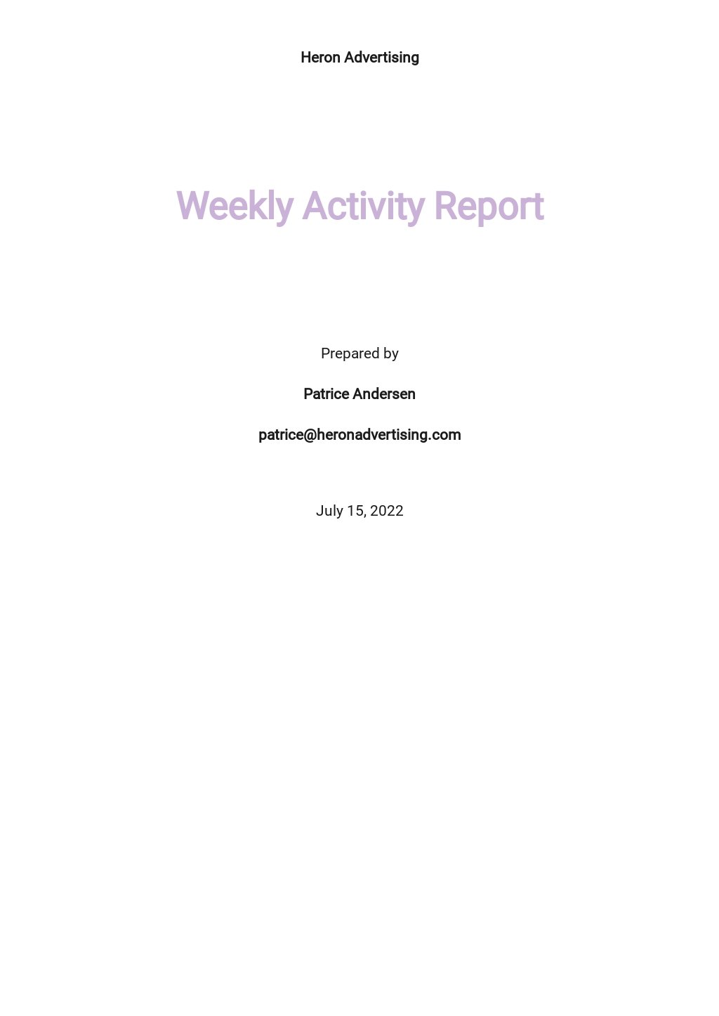 Free Sample Weekly Activity Report Template.jpe