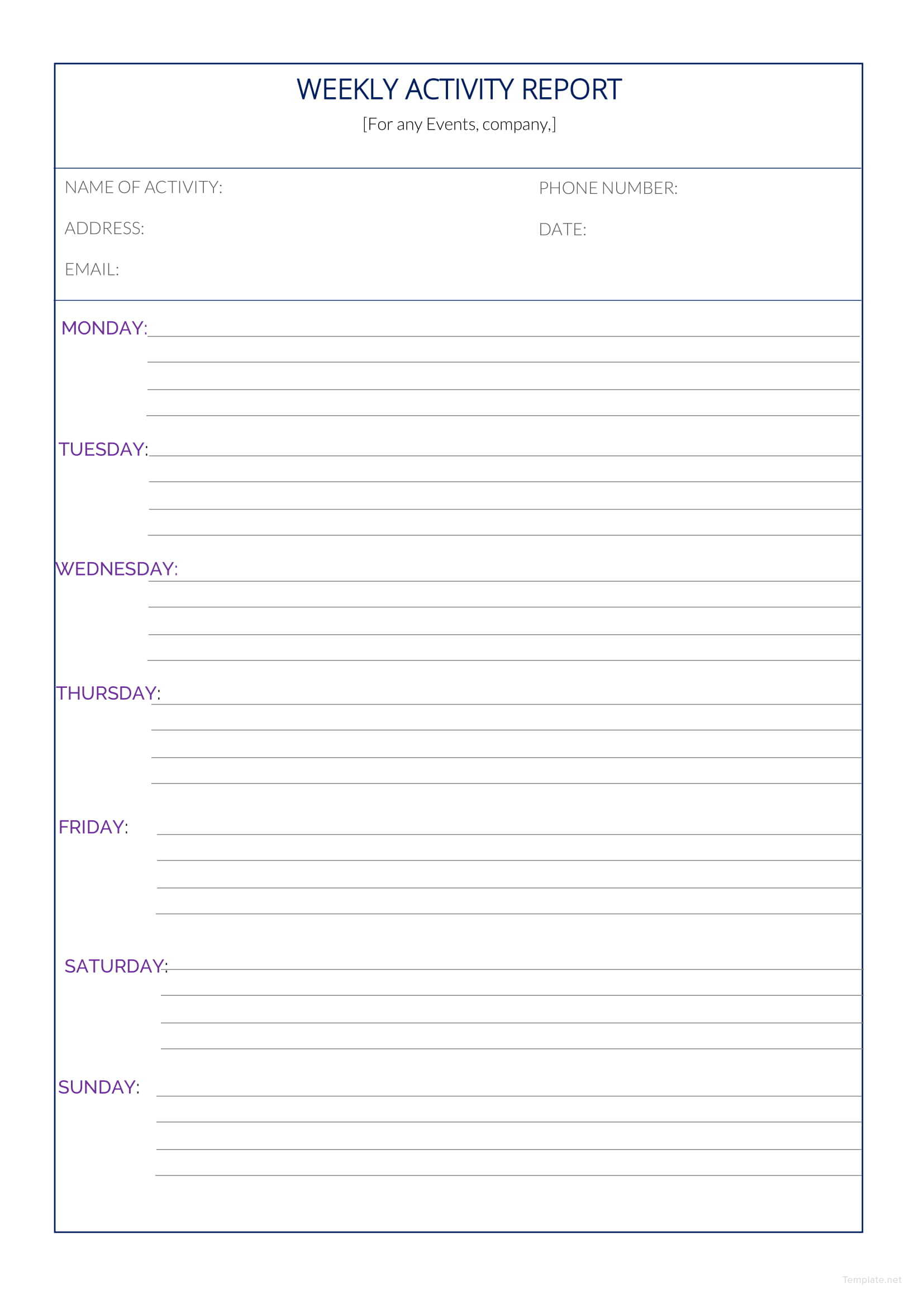 Free Activity Report Template Word Free Printable Templates