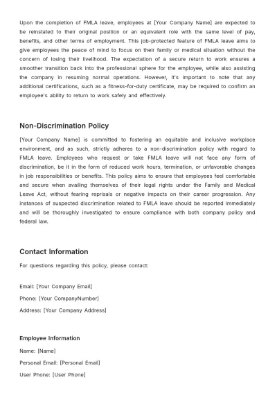 Free FMLA (Family and Medical Leave Act) Guidelines HR Template to Edit Online