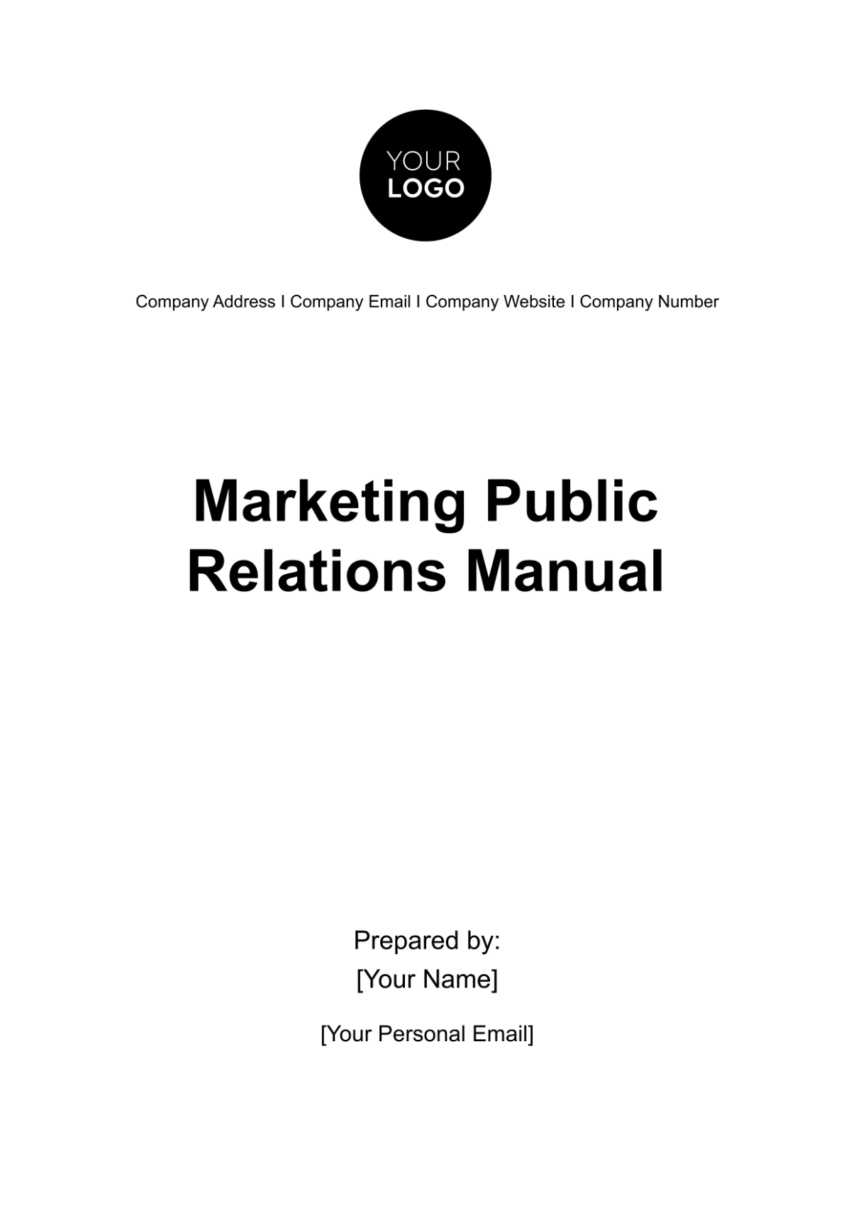 Marketing Public Relations Manual Template