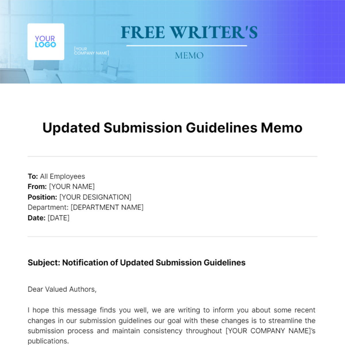 Writer's Memo Template Edit Online & Download Example