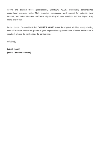 Free Nursing Recommendation Letter Template to Edit Online