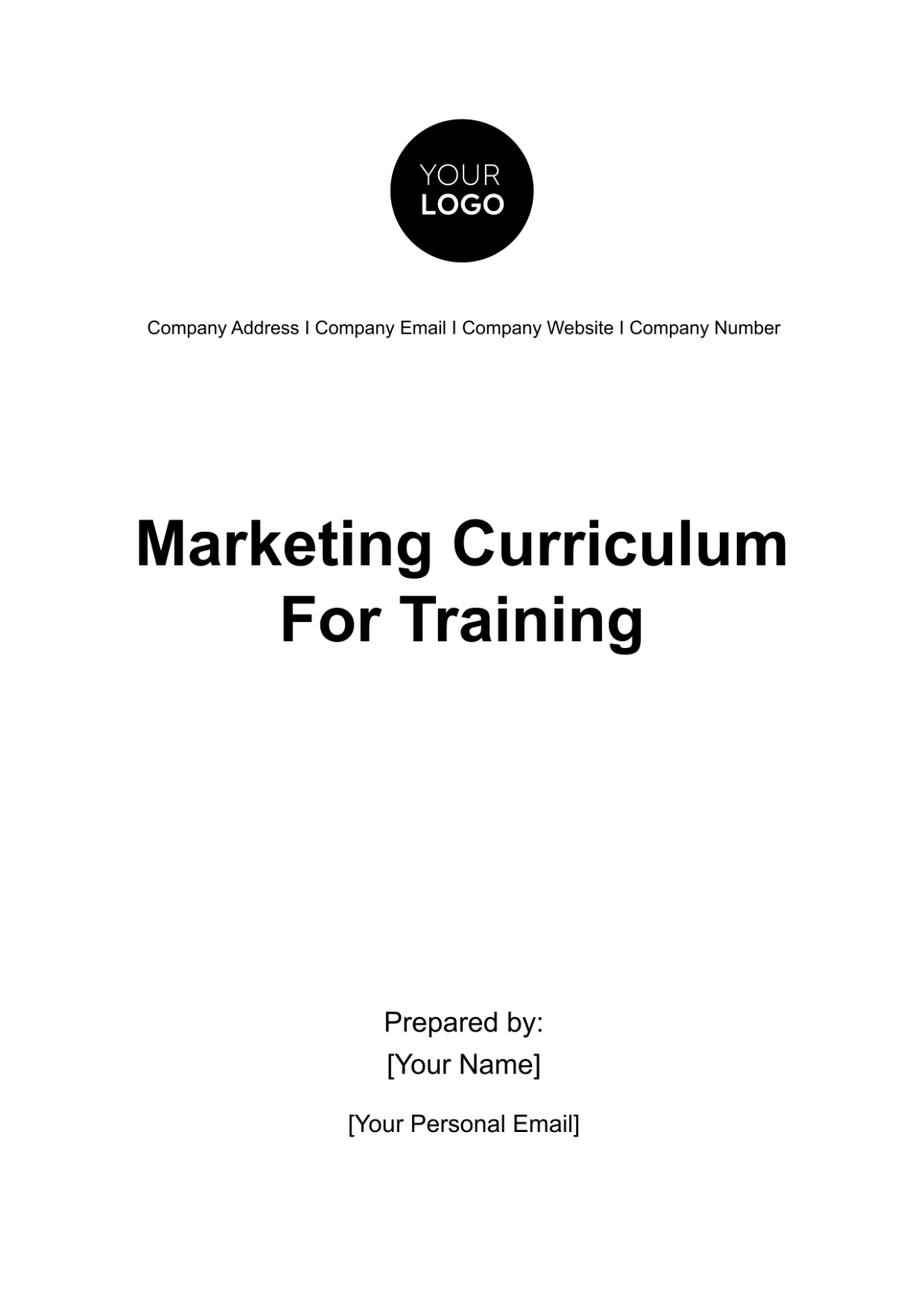 Free Marketing Curriculum for Training Template