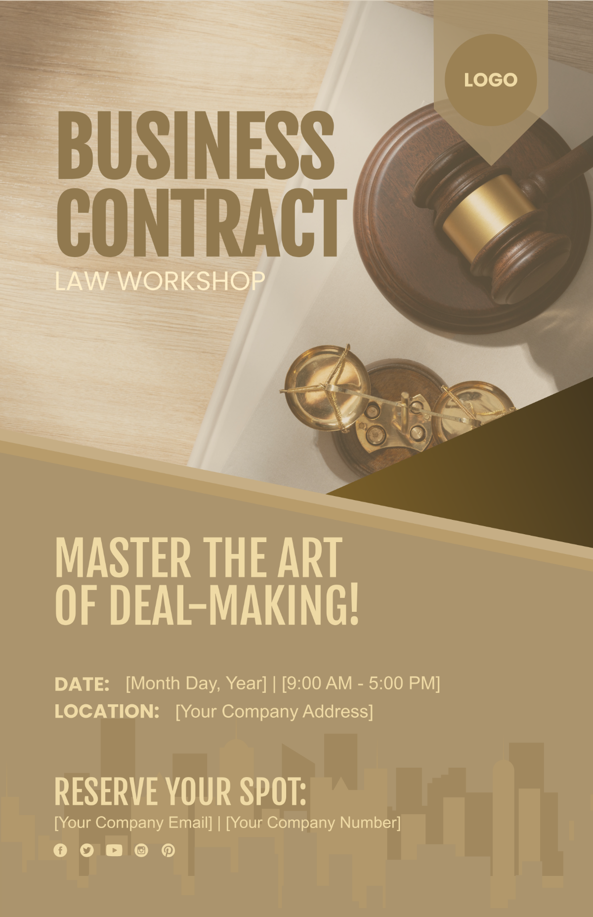 Free Business Contract Law Workshop Poster Template