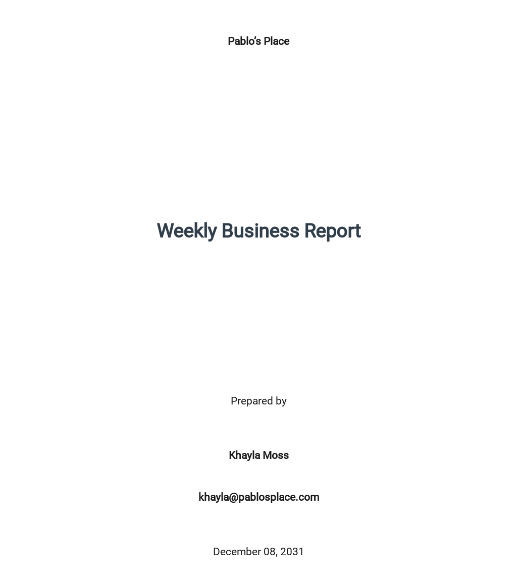 FREE Weekly Business Report Template - PDF | Word (DOC) | Apple (MAC ...