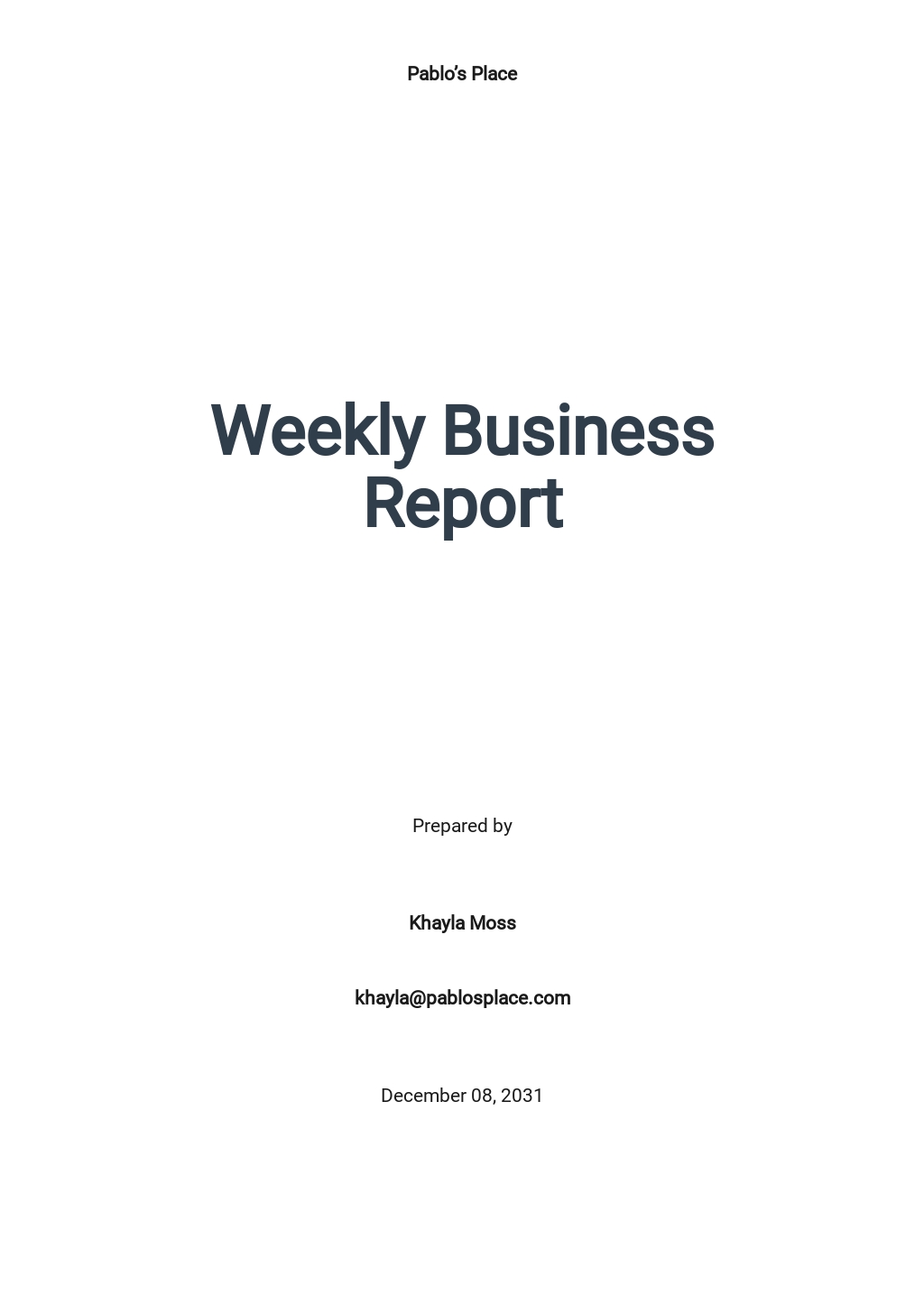 Business Report Cover Page Template in Google Docs, Word