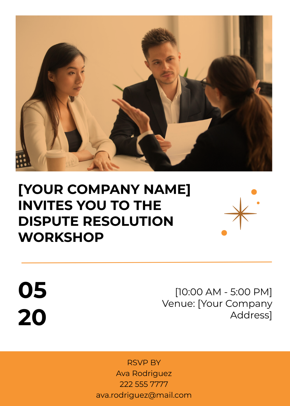 Dispute Resolution Workshop Invitation Card Template - Edit Online & Download