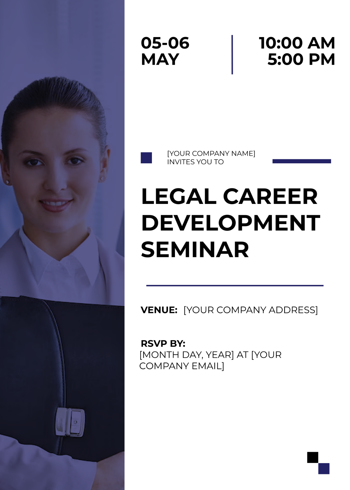 Legal Career Development Seminar Invitation Card Template