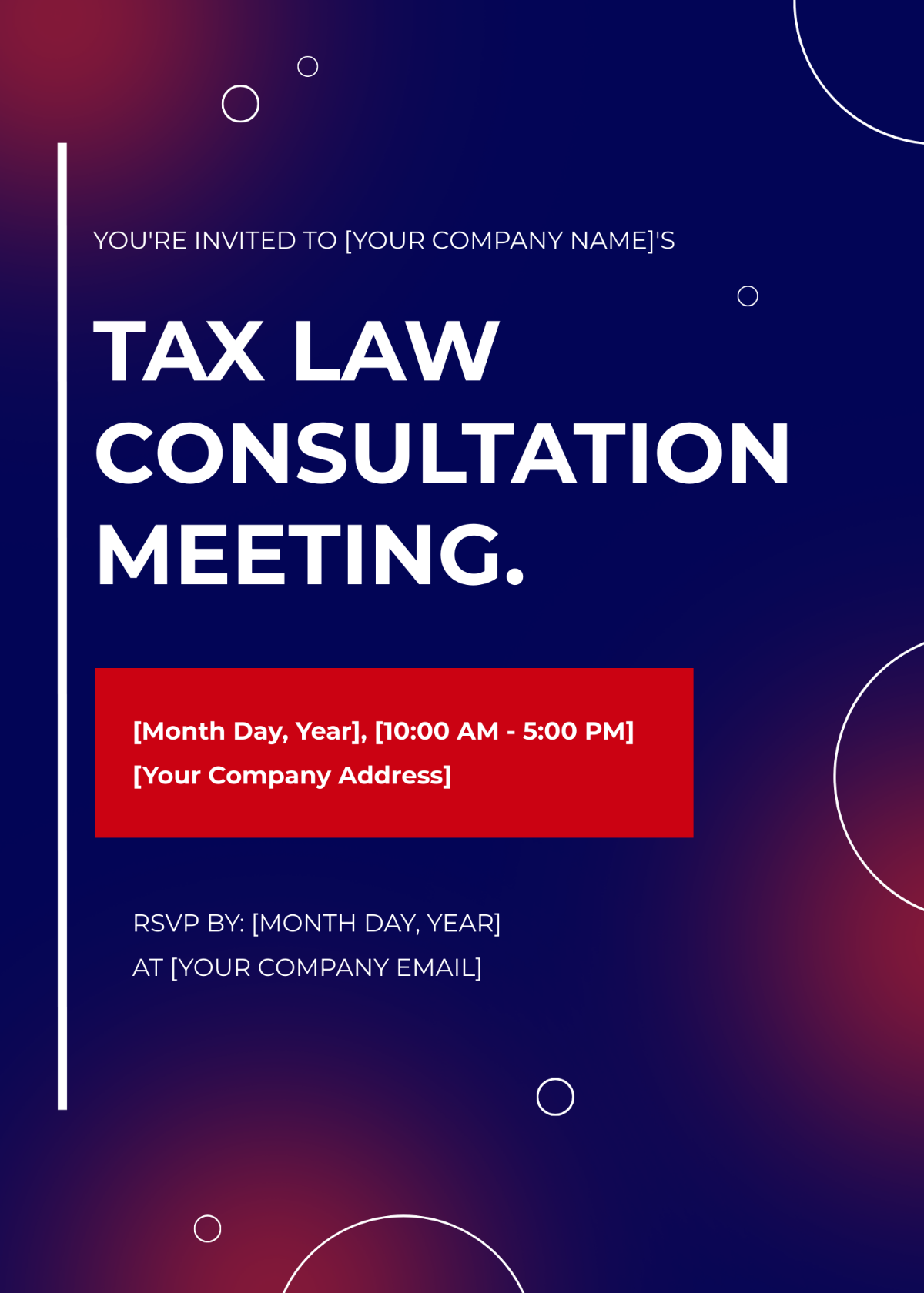 Tax Law Consultation Meeting Invitation Card Template