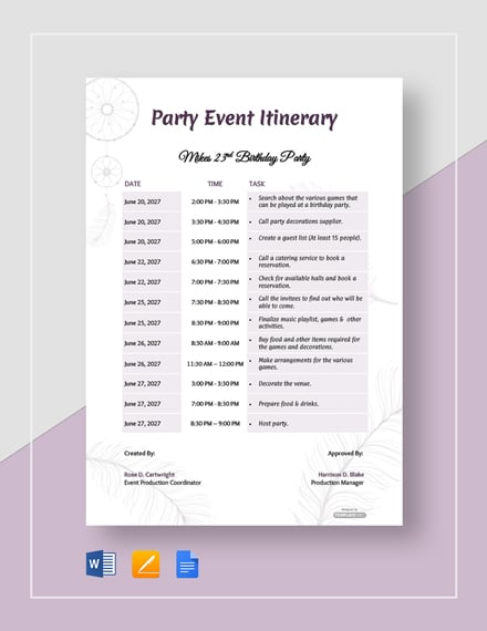Free Bachelorette Itinerary Template Collection