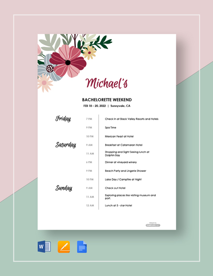 Printable Birthday Itinerary Template Get More Anythink s