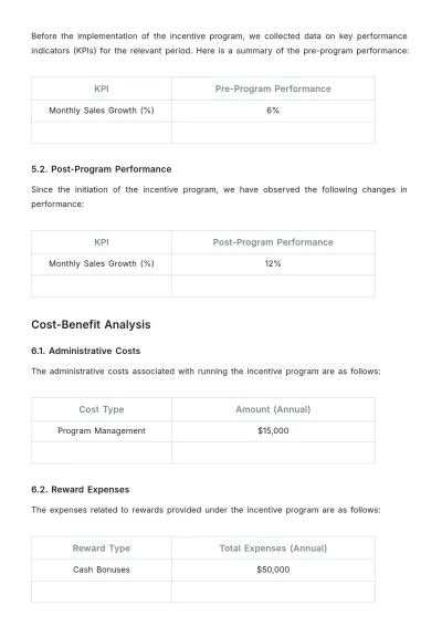 Free Incentive Breakdown Assessment HR Template to Edit Online