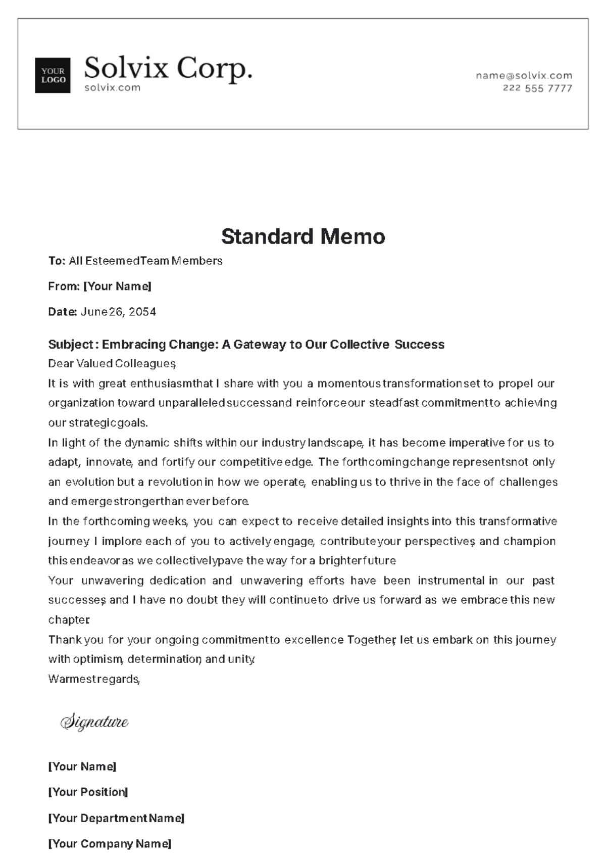 Standard Memo Layout Template - Edit Online & Download