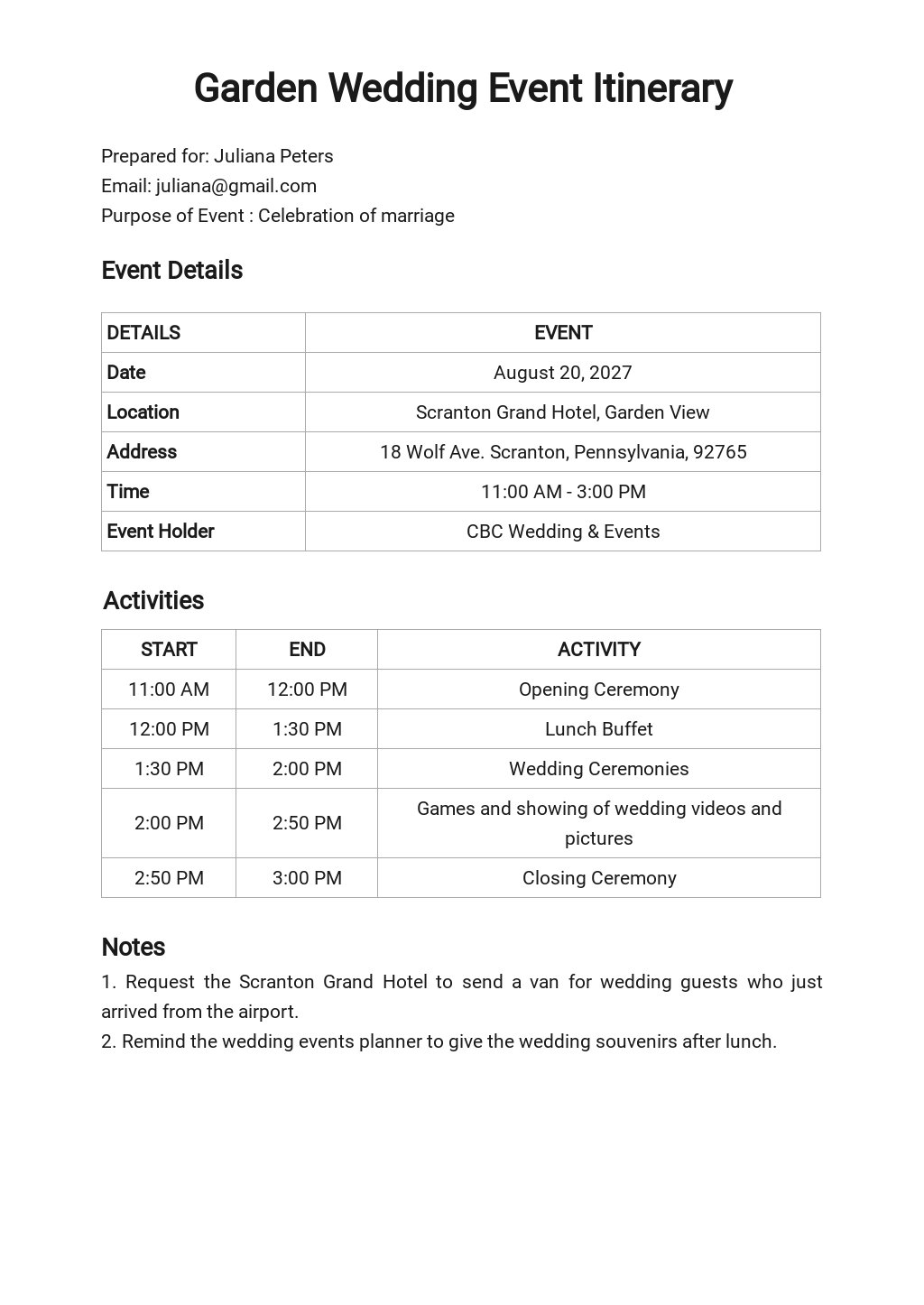 Free Wedding Event Itinerary Template.jpe