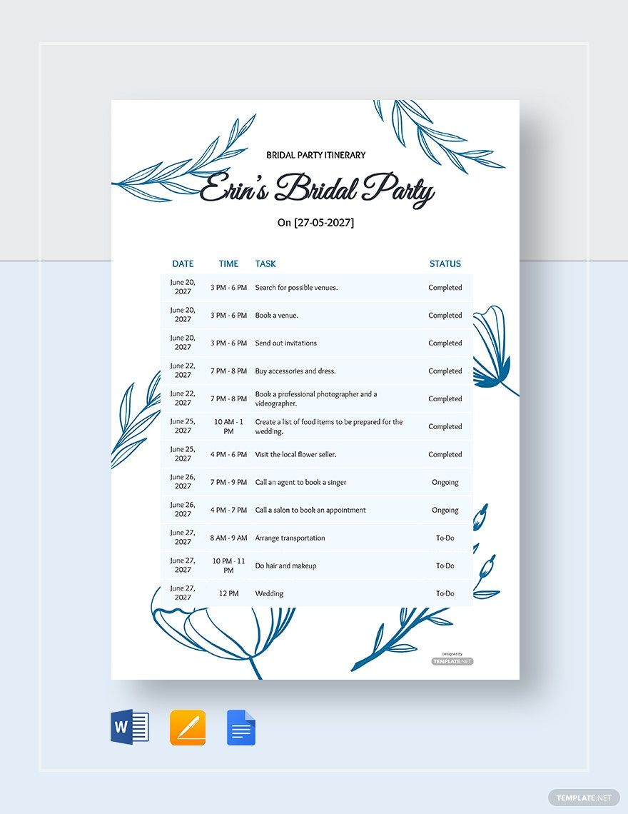 Free Birthday Party Itinerary Template Printable Form Templates And 
