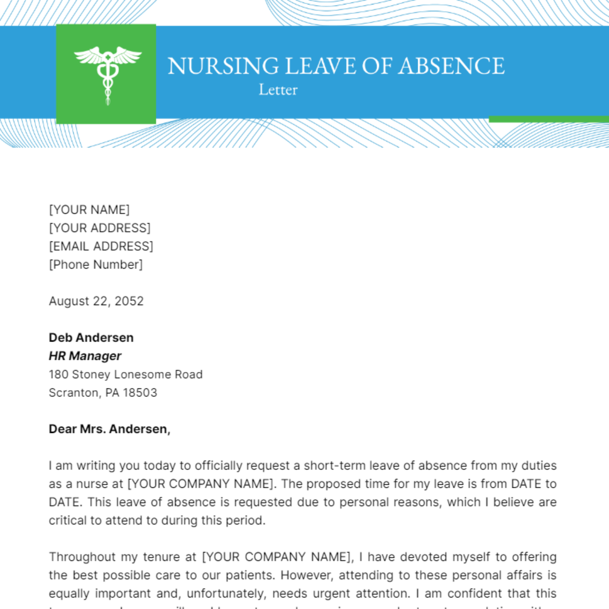 Nursing Leave of Absence Letter Template - Edit Online & Download